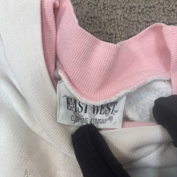 Vintage Pullover Sweatshirt Medium Lightweight Fleece Teddy Bear Kitten Coquette - Picture 13 of 13